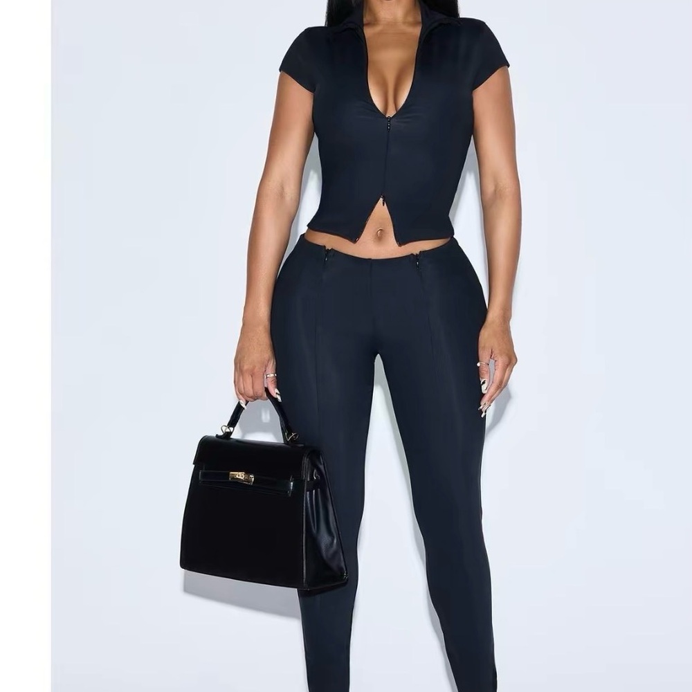 Sleek Black Pants Set For Women